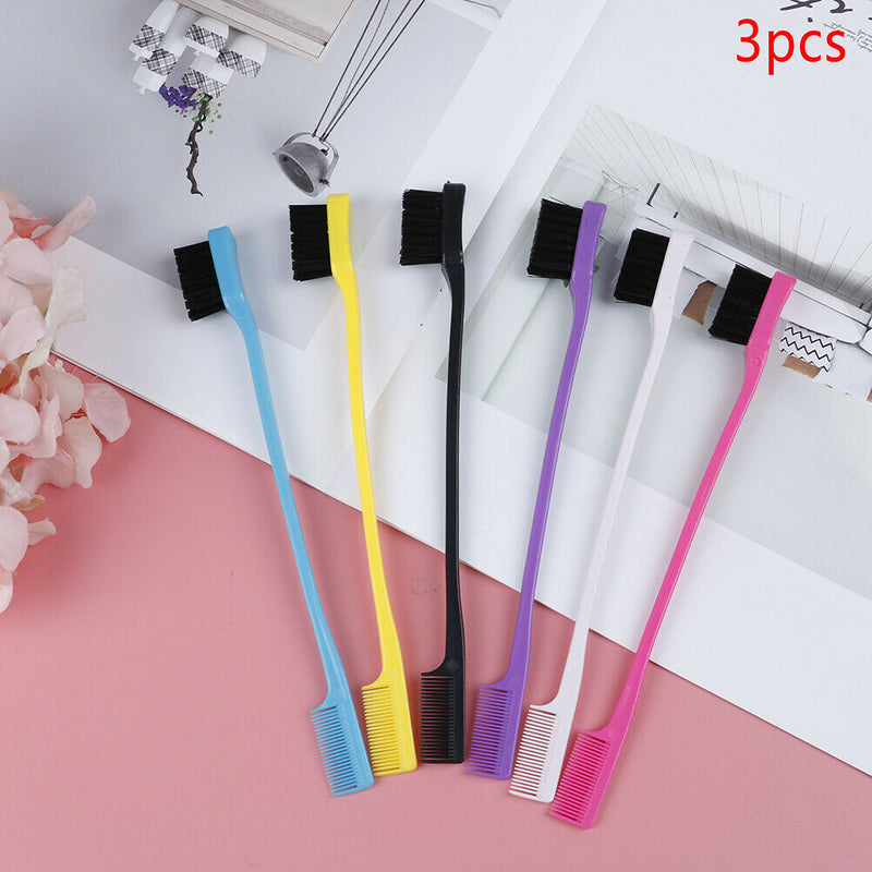 3pcs/lot DoubleSided Edge Hair BrushComb Hair Beauty Salon Tools Eyebrow brushBX