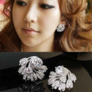 Fashion Luxury Full Shining Rhinestone Feather Earrings Party Jewelry Nice JR