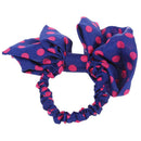 Lovely Lady Bow Headband Ponytail Holder Hair Tie Band (Blue + Rose points)