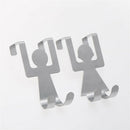 2Pcs Stainless Steel Lovers Shaped Hooks Pot Pan Hanger Clothes Storage Rack BX