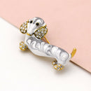 Cute Dachshund Dog Brooches For Women Alloy Rhinestone Enamel Animal Brooch D1Q9