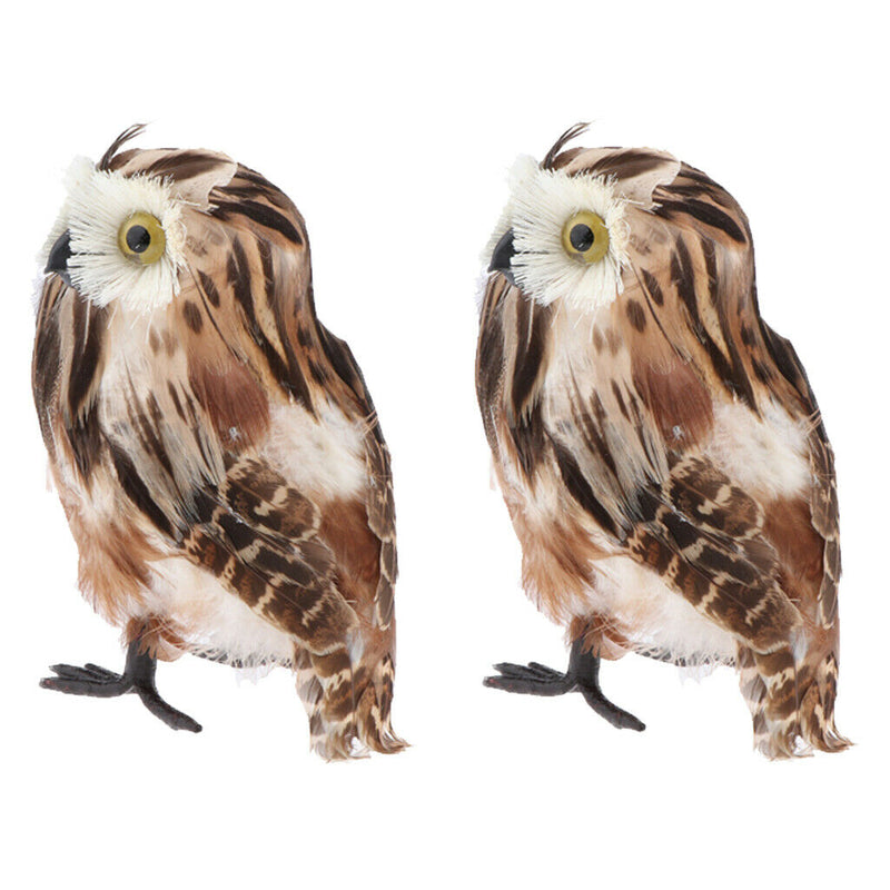 2Pcs Realistic Plush Owl Decor, Kids Educational Toys, 7-inch, Brown