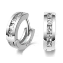 Unisex Stainless Steel Rhinestone Charm Hoop Earrings Quartet Simple Temper B6B3