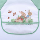 Cartoon Full Sleeve Baby Bib Waterproof Paint Feeding Apron (Green Rabbit)