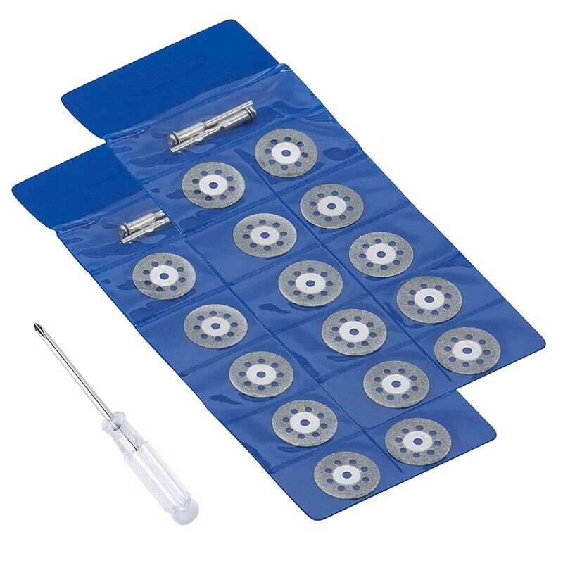20Pcs Diamond Cutting Wheel(22Mm)with 4Pcs 402 Mandrel(3Mm)and Screwdriver