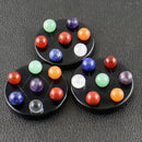 Natural Crystal Balls with Obsidian Base 7 Crystal Stars Array Multicolor
