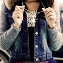 Women Sweater Necklace Diamond Long Chain Owl Fox