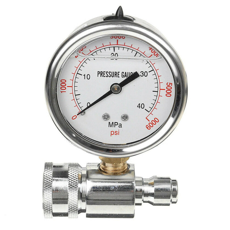 Stainless Steel Pressure Washer Pressure Gauge 6000PSI/40MPa 3/8in Fitting A