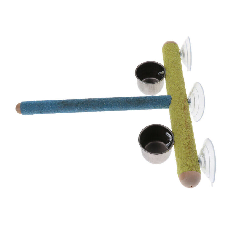 Parrot Perch Stand Platform Smooth Surface Sucker With 2 Feeding Cup