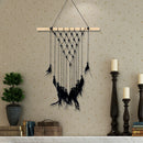 Handmade Macrame Tassel Wall Hanging Tapestry for Home Room Decor Black