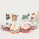 24pcs cat cupcake toppers picks birthday party decoration kids favors christm OZ