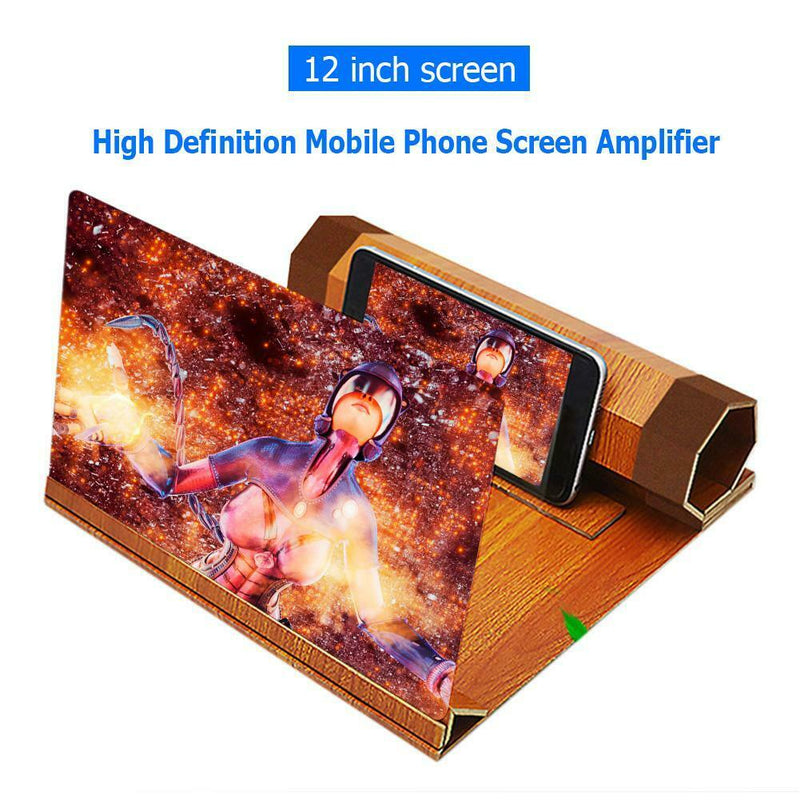 12 inch Wood Phone Screen Magnifier Stand Cellphone Display Amplifying Holder