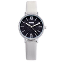 Waterproof Star Sky Quartz Watch Women Leather Strap Wristwatch (White B)