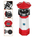 Solar Powered RED Lighthouse Statue Rotating Garden Outdoor Yard Deco Patio W0A8