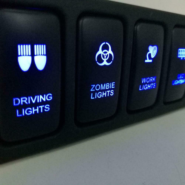 12V 4-Button Blue LED On/Off Rocker Switch Panel w/ 150mm Cable for Toyata