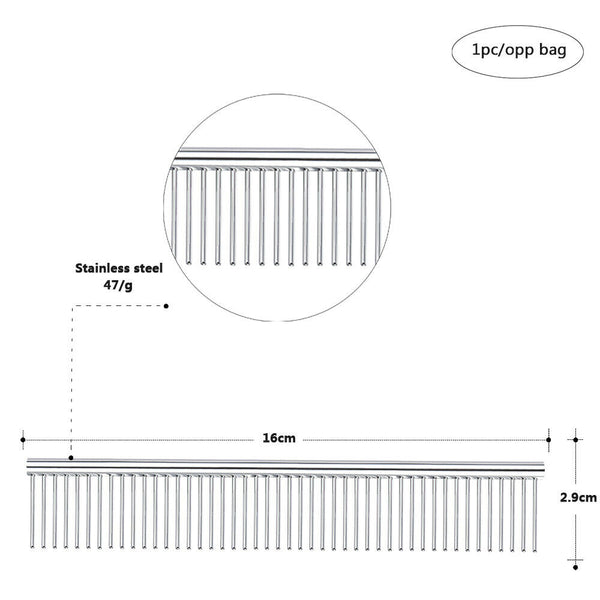 Pet Comb Dog Cat Metal Double Row Teeth Brush Grooming Hair Steel Handle Tools