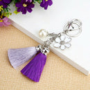 Cloth Flower Key Ring Chiffon Tassel Car Key Chains Lady Couple Bag Ornamen G7X5