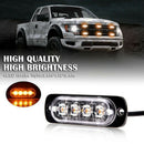 10Pcs Amber Yellow Car Truck 4 Led Emergency Flash Warning Strobe Light Kit