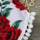 2PCS Set Infant Kids Baby Girls Sleeveless Rose Flower Romper Jumpsuit + He