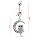 Rhinestone Steel Body Piercing Navel Rings Belly Button Barbell Dangle Bar JR
