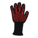 1pc Heat Resistant Silicone BBQ Gloves for Baking, Outdoor Cooking, Red Flame
