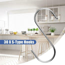 30pcs Multifunctional S-type Hook Stainless Steel Bathroom Home Office Tool