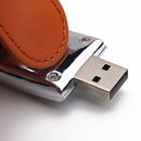 PU-Leather Clamshell Flash Drive Memory Stick Storage Thumb for Computer Brown