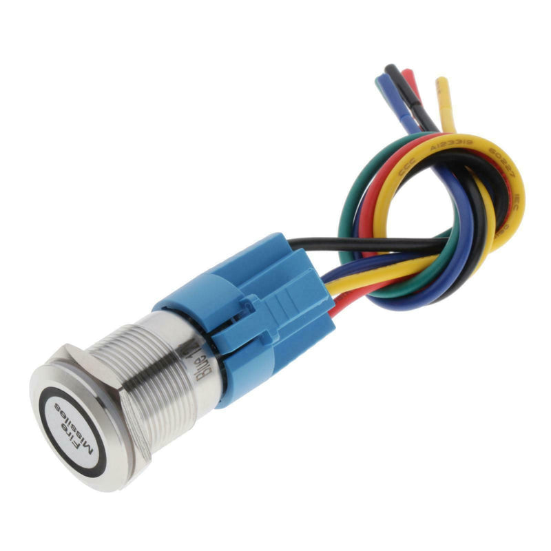 19mm 12V Car Fire Missiles Push Button Switch Blue LED Momentary Switch Button