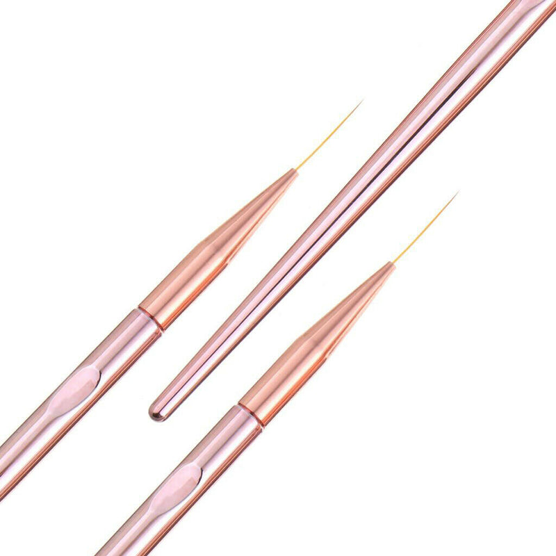 3Pcs Nail Art Liner Brushes 11,15,20mm Fine Tips For Short Strokes Detailing
