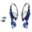 Pair Motorcycle Universal CNC Blue Handlebar 10mm/8mm Rear View Side Mirror