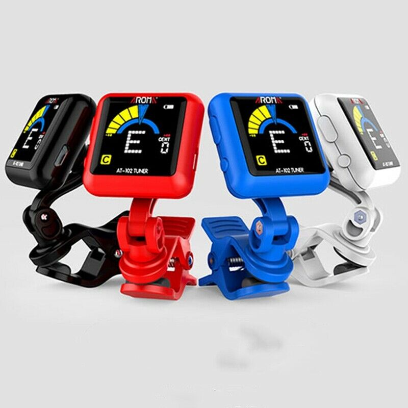 Aroma At-102 Rechargeable Clip-On Guitar Tuner Color Screen With Built-In B