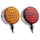 2X Red/Amber 48 Led Truck Stop Turn Tail Stud Double Face Lights With Chrom