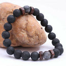 Men Women 8mm Lava Rock Yoga Beads Elastic Natural Stone Charm Wrist Bracelet