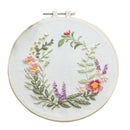DIY Needlework Kits with Embroidery Hoop Cross Stitch Craft, Flower Pattern
