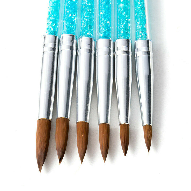 6X Kolinsky Sable Hair Acrylic Nail Brush Liquid Glitter Handle Manicure Tools