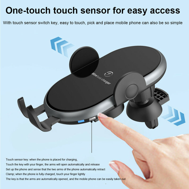 Non Slip Phone Holder Universal Air Vent Wireless Car Charger Auto Clamping