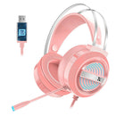 X9 Wired USB Gaming Headset 7.1 with Mic 7 LED Light for  PC Laptop Pink