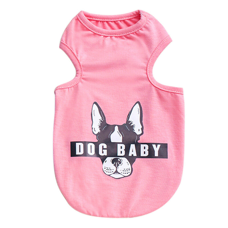 Cute Pattern Pet Puppy Dog Cat Pet Clothes Dress Vest T Shirt  Pink L
