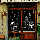 Shop Window Glass Background Decor Christmas Snowman and Tree Wall Sticker3C