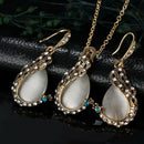 Fashion Women Peacock Opal Crystal Pendant Necklace Drop Earrings Jewelry Set.ES