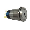 19mm Metal Key Switch Lock 2 Position Selector Latching Rotary Switch + Keys
