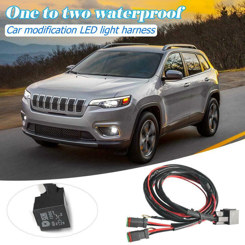 1 to 2 Wiring Harness Relay Fuse Kit 40A 12V for Offroad LED Work Light Bar