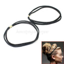 Fashion 2x Rubber Hair Band Twice Hair Stretch Bands Sport Headband Black Useful