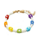 Boho Women Multicolor Rice Beads Flower Bracelet Hand-woven Cute Bangle JewelrJR