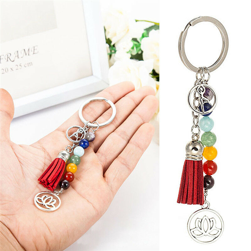 Tassel Lotus  8mm Beads Key Chain Ring Keychain Family Gift jewelry  LJJC,a