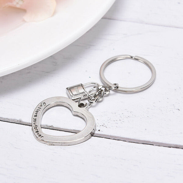2Pcs Novelty Fashion Love Heart Keyring Couple Keychain Key Ring Gift