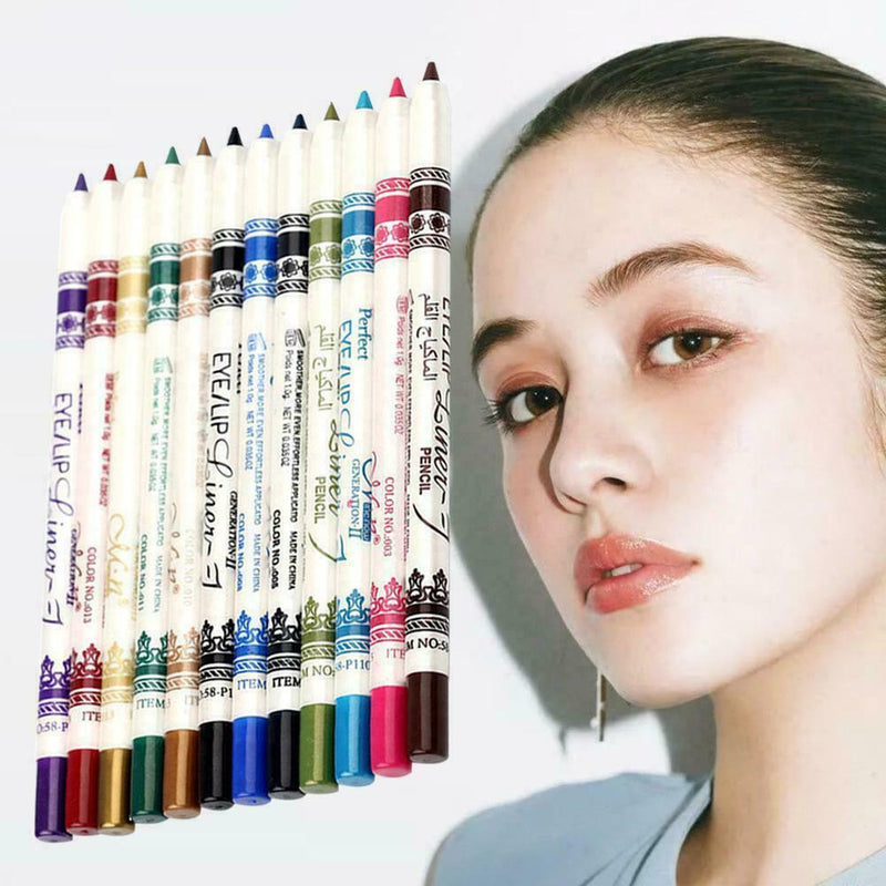 12 Pcs Professional Cosmetic Makeup Eyeliner Eye / Pencil Liner Lip Glitter Z5B0