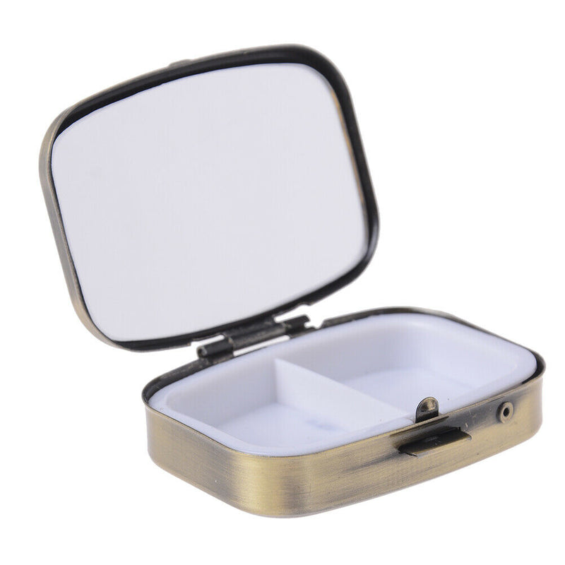 2Grid Moistureproof Metal Folding PillCase Medicine StorageOrganizer ContainerBX