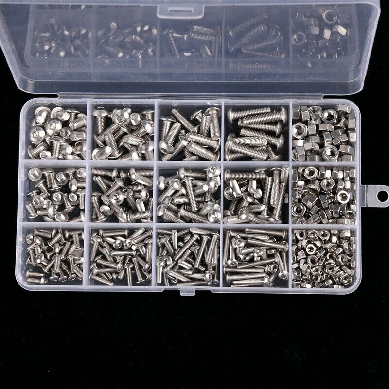 500Pcs Screw And Nut Kits, M5 M3 M4 Steel Various Hexagon Socket Head Bolts D1G8