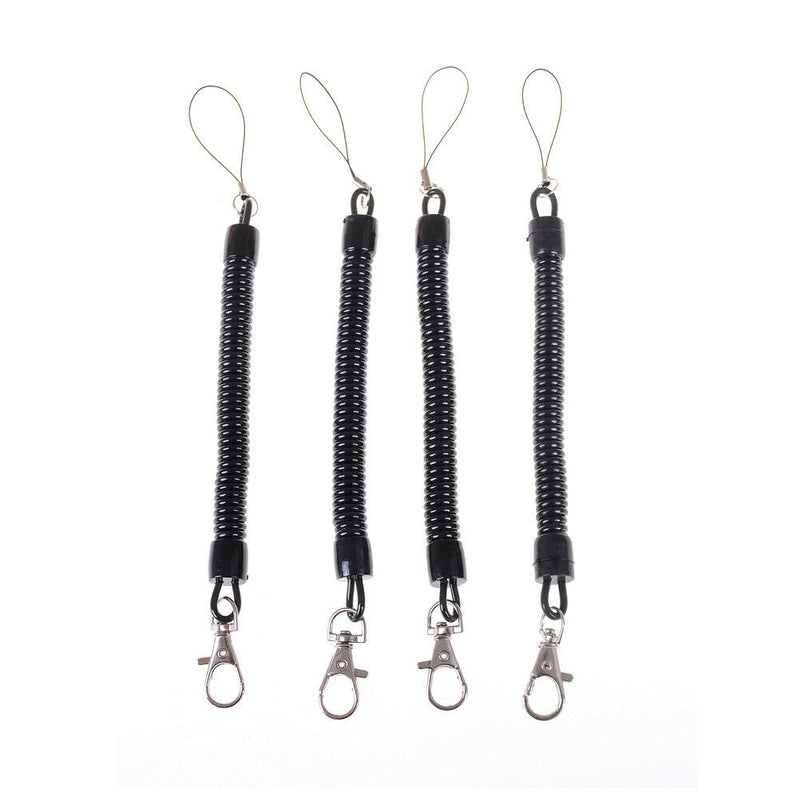 Outdoor Black PU spring rope Elastic Belt Keychain Camping Tool JR